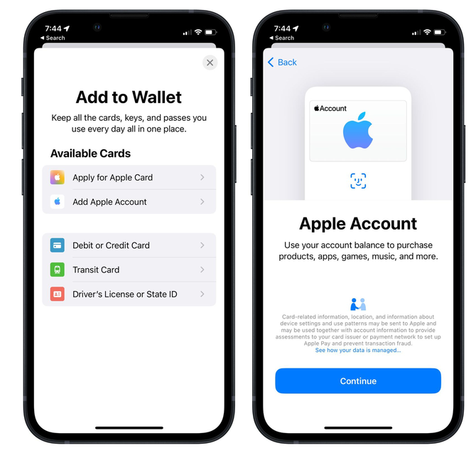 桓台苹果手机维修分享iOS 15.5钱包App如何添加 Apple 账户 