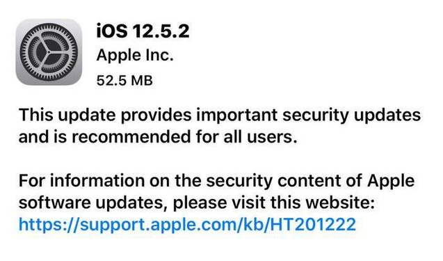 桓台苹果手机维修分享iOS12.5.2发布，建议所有老苹果用户安装 